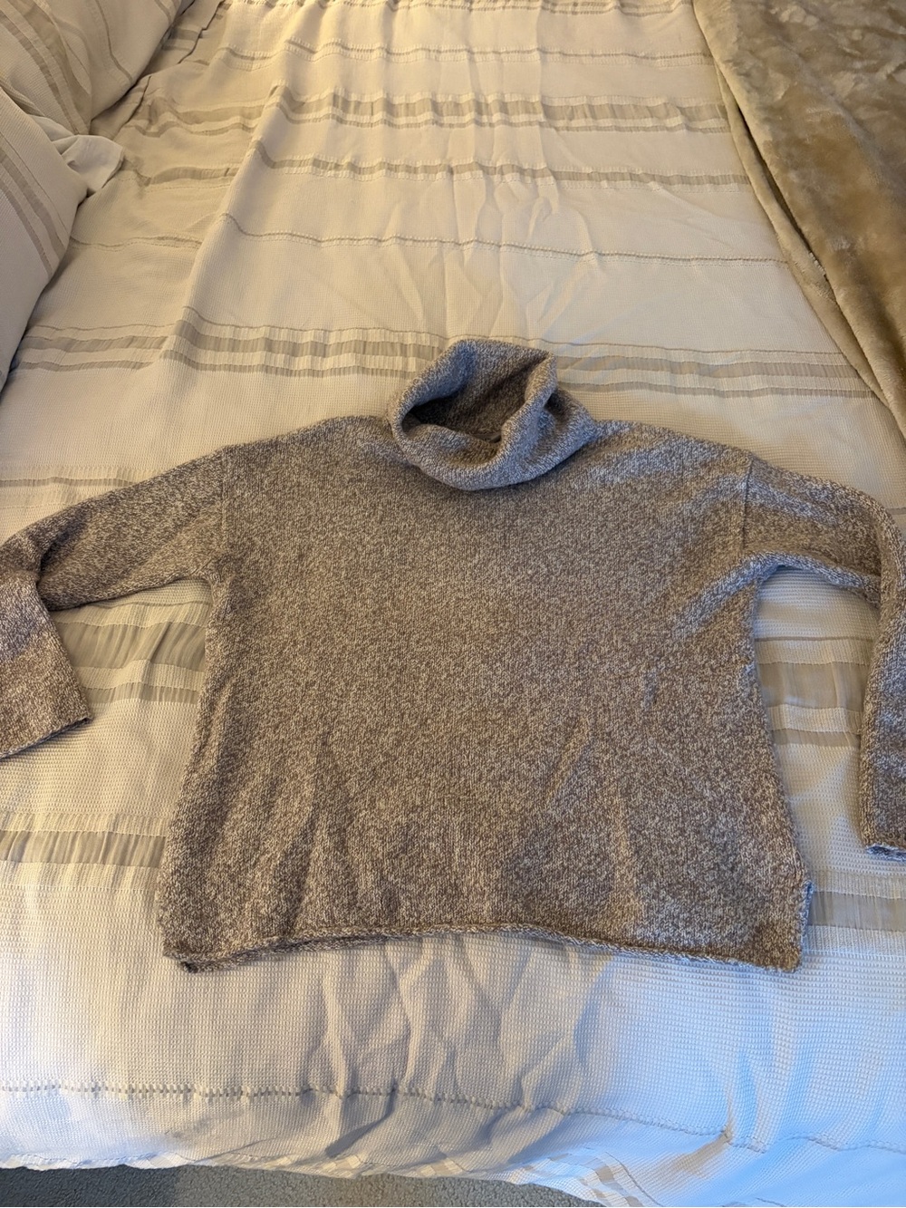 Athleta Light Taupe Marled Turtleneck Sweater